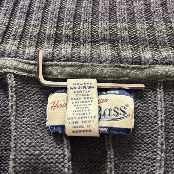 G H Bass Co Sweater Men's XL Long Sleeve 1/4 Zip Green Pullover Ribbed - Picture 7 of 10